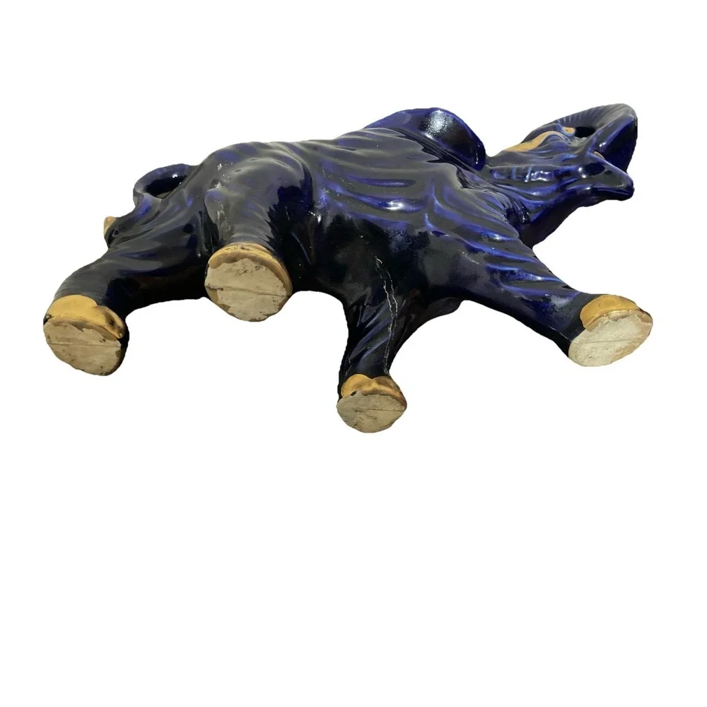 MCM Elephant Planter Cobalt Blue Gold
